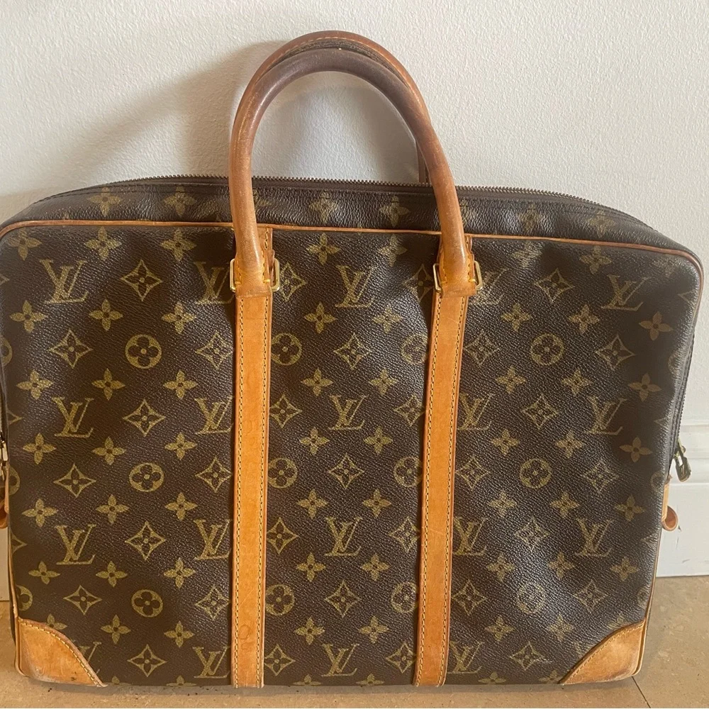 Louis Vuitton Monogram Brown and Tan Briefcase